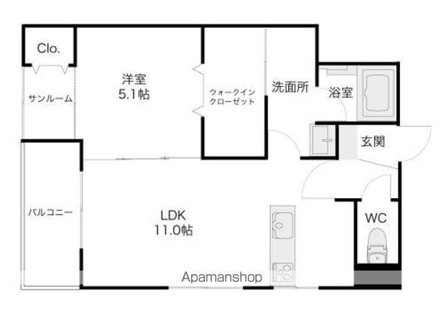 キュリオシティ金沢(1LDK/5階)の間取り写真