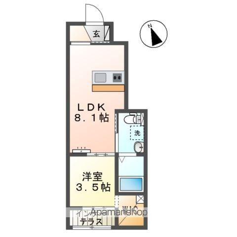 GREENHILLS桔梗2(1LDK/1階)の間取り写真