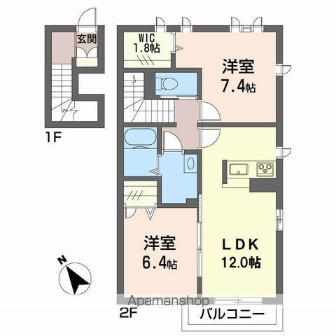 プロヌーブ北島(2LDK/2階)の間取り写真