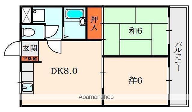 ルアージュA棟B棟(2DK/2階)の間取り写真