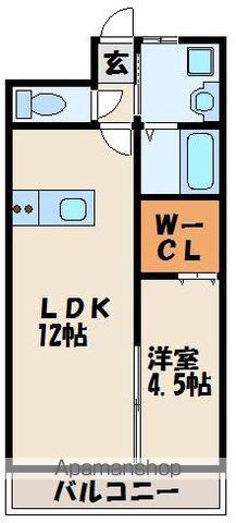 パシオンクレシア(1LDK/2階)の間取り写真