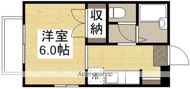ウエスト5-1(ワンルーム/1階)の間取り写真