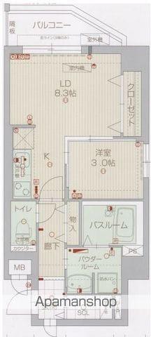 ウインステージ大博通(1LDK/7階)の間取り写真