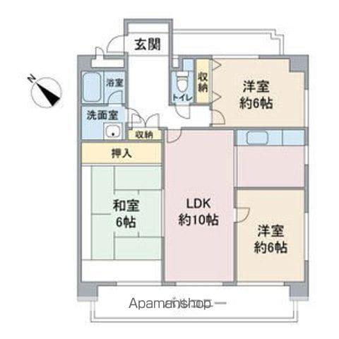 ランドマーク一社(3LDK/4階)の間取り写真