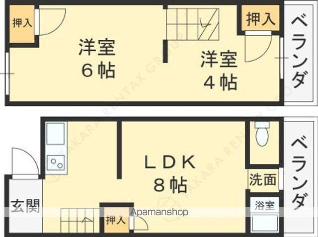 大阪府寝屋川市 2階建 築57年(2DK)の間取り写真