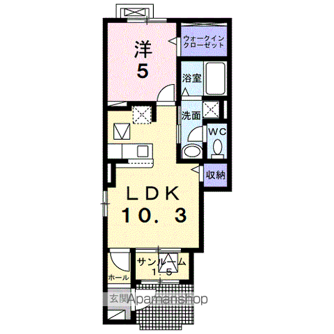 カインドハウスⅢ(1LDK/1階)の間取り写真