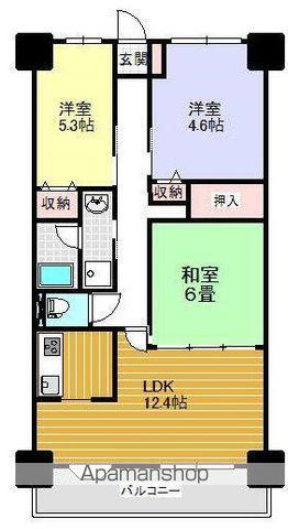 ダイアパレスシアース万代南棟(3LDK/9階)の間取り写真