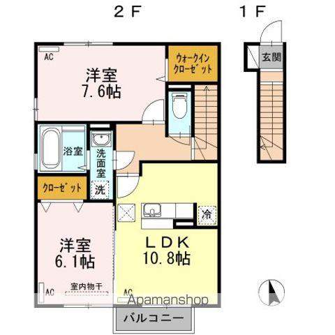 ティエドールB(2LDK/2階)の間取り写真