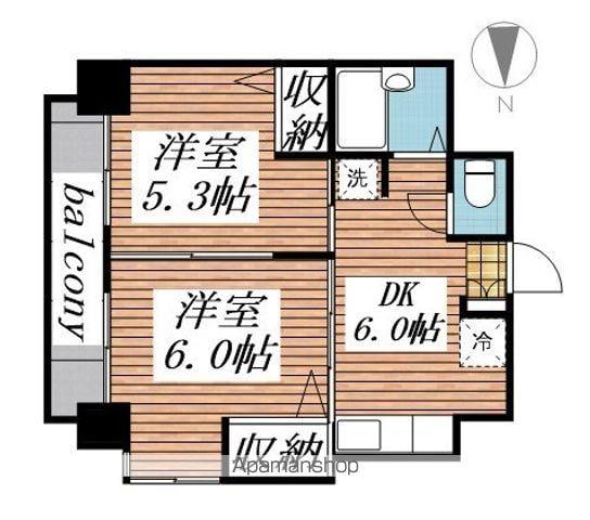 リッツコート宮町(2DK/3階)の間取り写真