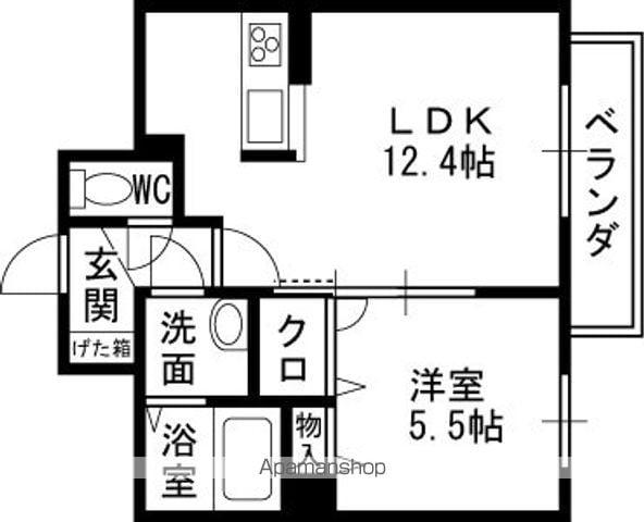 サンヒルズ阪奈A棟(1LDK/2階)の間取り写真