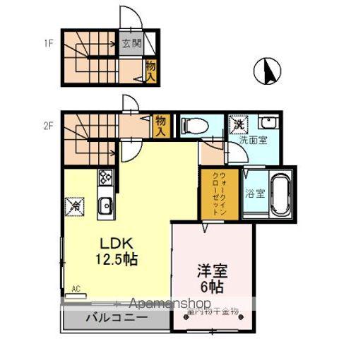 メゾン ド ボヌールB(1LDK/2階)の間取り写真