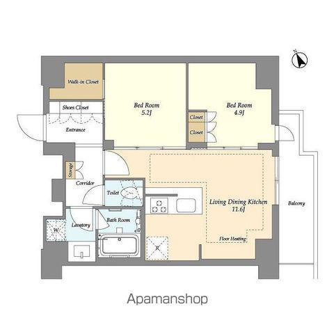 オアーゼ日暮里レジデンス(2LDK/12階)の間取り写真