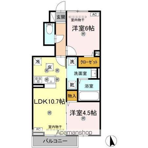 ペガサスルーチェ(2LDK/1階)の間取り写真