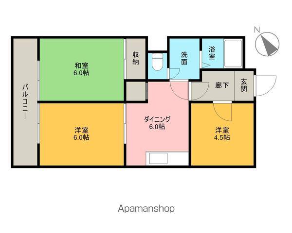 スカイハイム(3DK/3階)の間取り写真