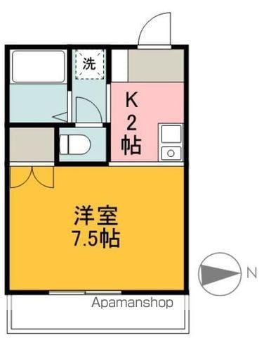 フォブール山越(1K/2階)の間取り写真