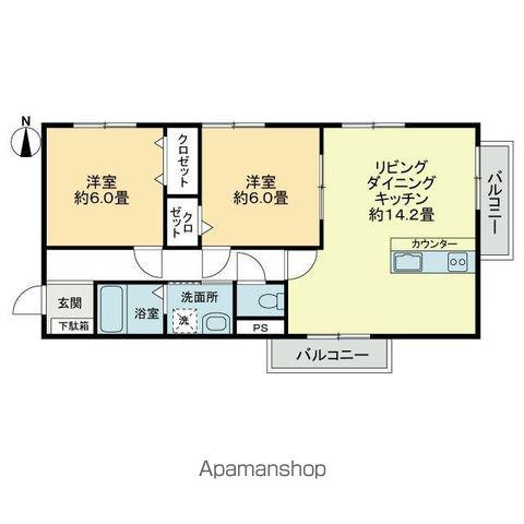 フォブール桜月(2LDK/2階)の間取り写真