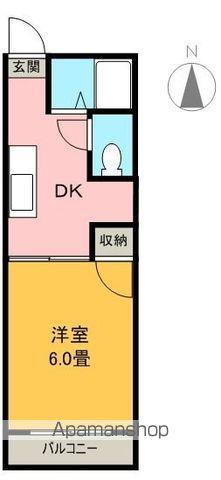 サンパレス宝町C棟(1DK/2階)の間取り写真