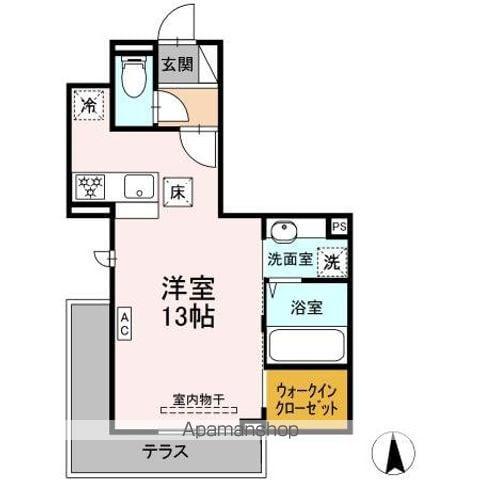 GRAND D-ROOM高宮中(ワンルーム/1階)の間取り写真