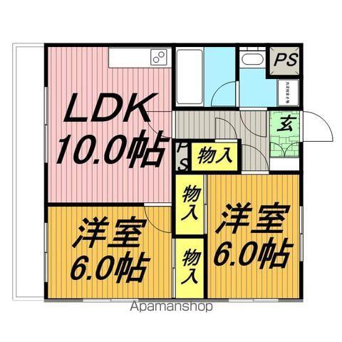 オークレア(2LDK/2階)の間取り写真