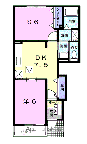 アニメート宝積(1SDK/1階)の間取り写真