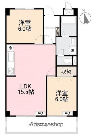 伏石マンション(2LDK/3階)の間取り写真