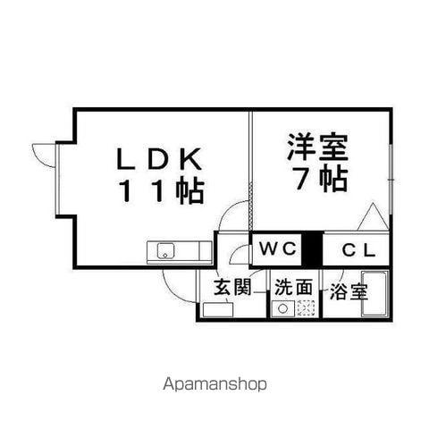 アイビスとん田西(1LDK/1階)の間取り写真