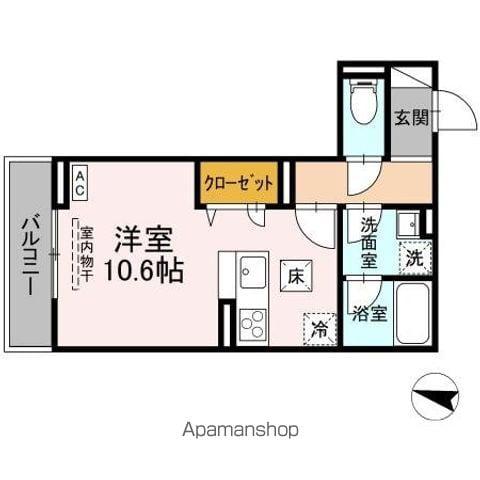 D-ROOM東手城(ワンルーム/1階)の間取り写真