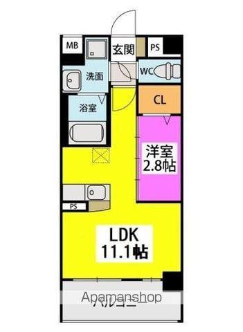 リバーランド大濠(1LDK/2階)の間取り写真
