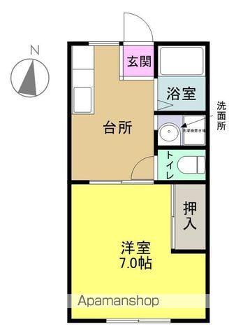 リバーサイド鎌田(1DK/1階)の間取り写真