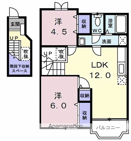 フローラルⅡ(2LDK/2階)の間取り写真