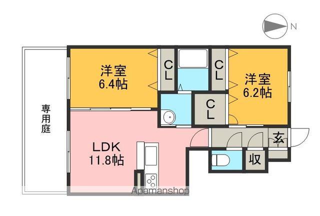 シャーメゾン ヒルズ Ⅰ(2LDK/1階)の間取り写真