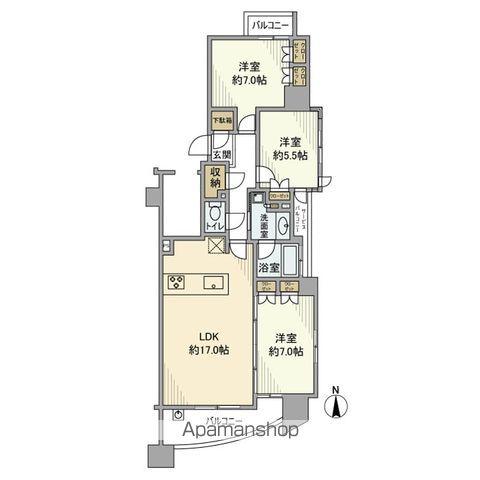 プレティナレジデンス橦木町(3LDK/12階)の間取り写真