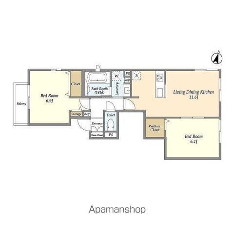 サンセリテ東が丘弐番館(2LDK/2階)の間取り写真