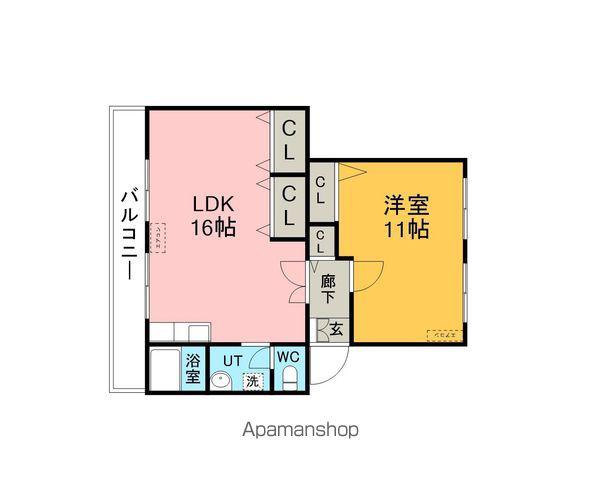 ファミール豊明(1LDK/4階)の間取り写真