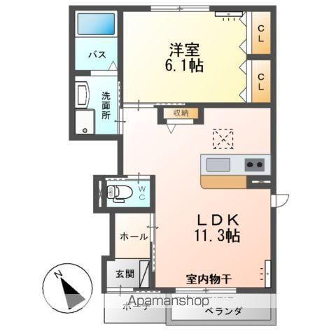 ヴューテラス(1LDK/1階)の間取り写真