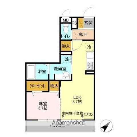 セジュールZENⅢA(1LDK/2階)の間取り写真