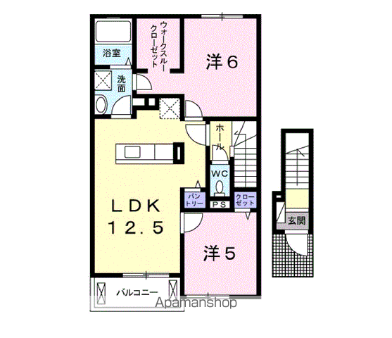 チェリーガーデンⅢ(2LDK/2階)の間取り写真