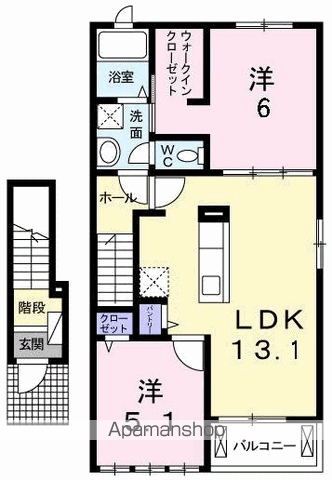 グラン・ソレイユⅡB(2LDK/2階)の間取り写真