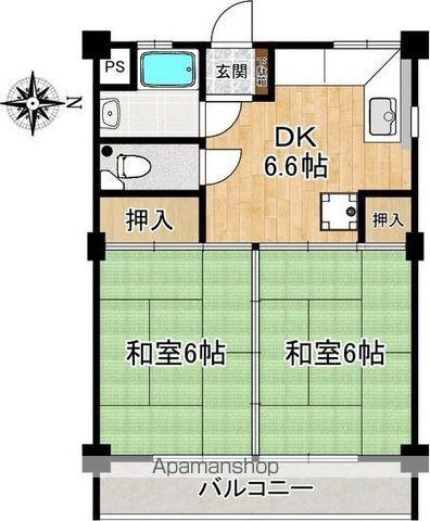 メルベーユ(2DK/2階)の間取り写真
