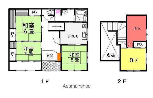 青森県八戸市 2階建 築31年(5DK)の間取り写真