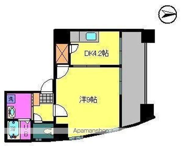 ウエストコート(1DK/4階)の間取り写真