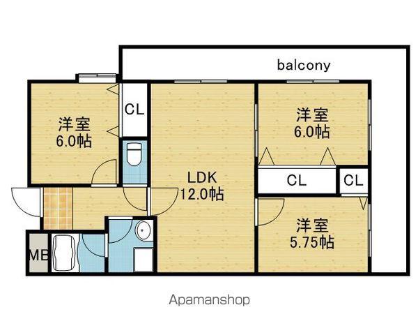 フレアーK(3LDK/6階)の間取り写真