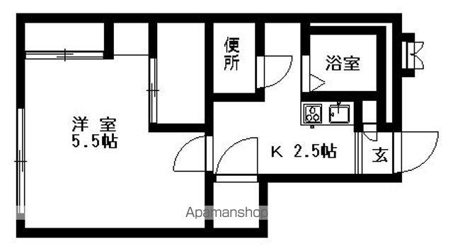 レオパレスヴィラージュ山手(1K/1階)の間取り写真