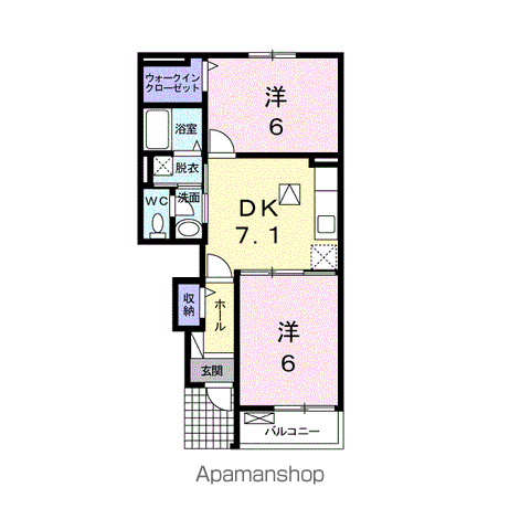 ソレイユVILLAⅠ(2DK/1階)の間取り写真
