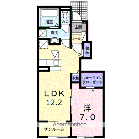 ドライフィアⅠ(1LDK/1階)の間取り写真