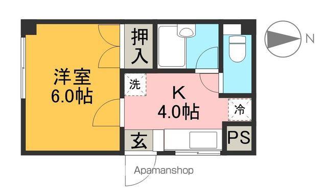 ルミナス与力(1K/1階)の間取り写真