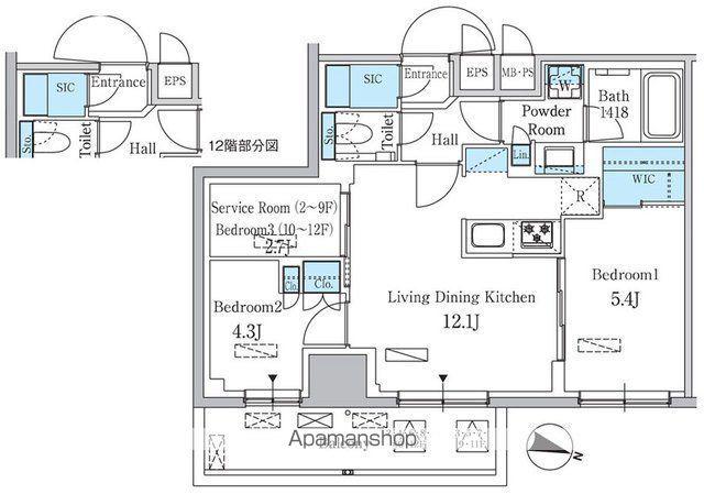 パークアクシス板橋本町ステーションゲート(2LDK/7階)の間取り写真