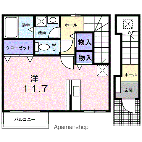 ノールヴィラージュ(ワンルーム/2階)の間取り写真
