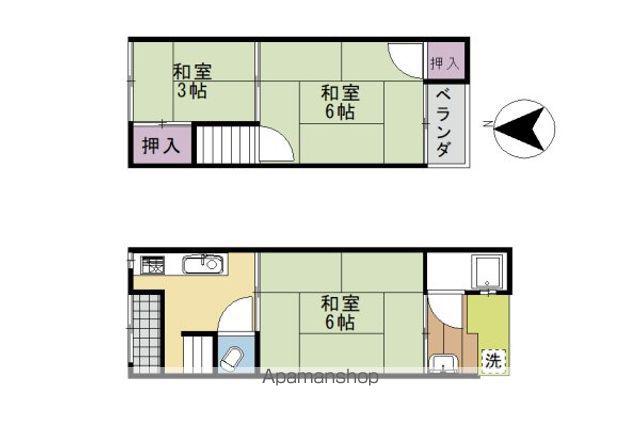 京都市烏丸線 北大路駅 徒歩17分 2階建 築59年(3K)の間取り写真