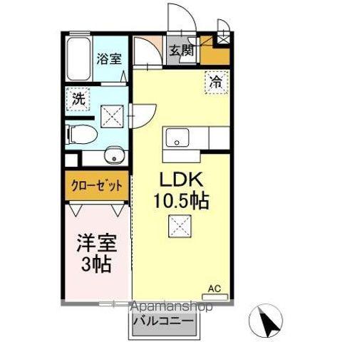 レセンテ松村 C棟(1LDK/1階)の間取り写真